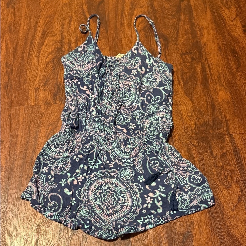 Paisley Print Blue Women's Romper
